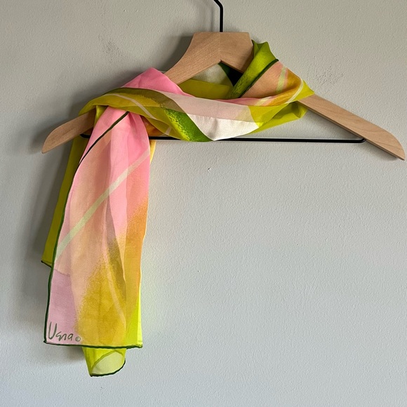 Vintage Scarf by Vera Pink, Green, Orange Wave Rectangle Scarf - Picture 6 of 6